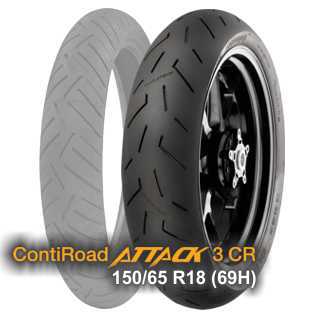 Continental ROADATTACK 3 150/65 R18 (69H) Continental RoadAttack 3 CR Posteriore Tubeless - no necesita camera d'aira Classico / d'epoca,Racing Pneumatici Moto M/C 